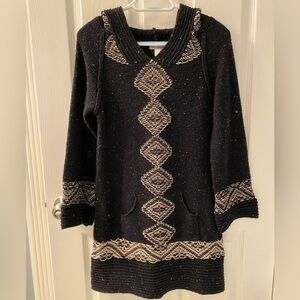 Vintage Hooded Knit Sweater Dress